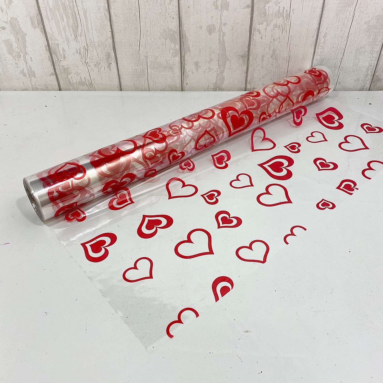 Cellophane Roll Red Hearts 80x1000cm Florist Supplies Uk Triangle Nursery 9846